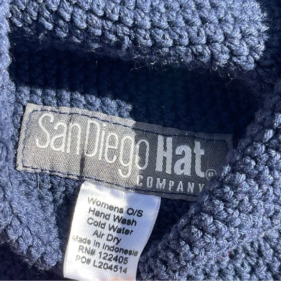 SAN DIEGO HAT COMPANY BALI COTTON CROCHET SUN HAT - NAVY - Picture 7 of 7